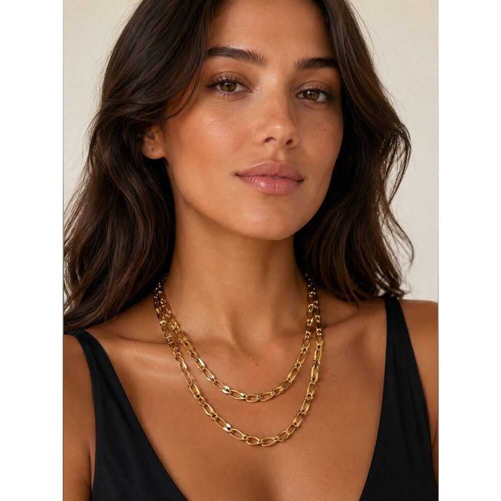 Vintage Monet Figaro Gold Chain Necklace